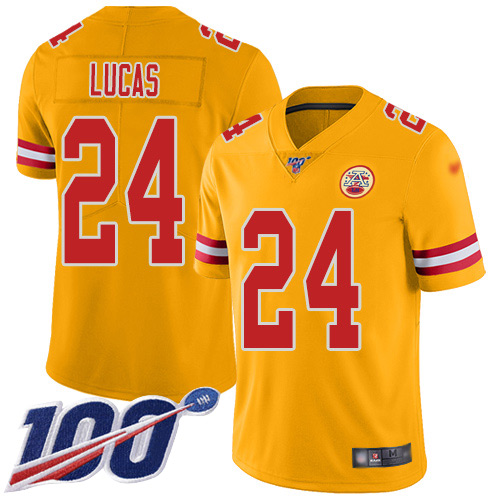 Men Kansas City Chiefs #24 Lucas Jordan Limited Gold Inverted Legend 100th Season Football Nike NFL Jersey